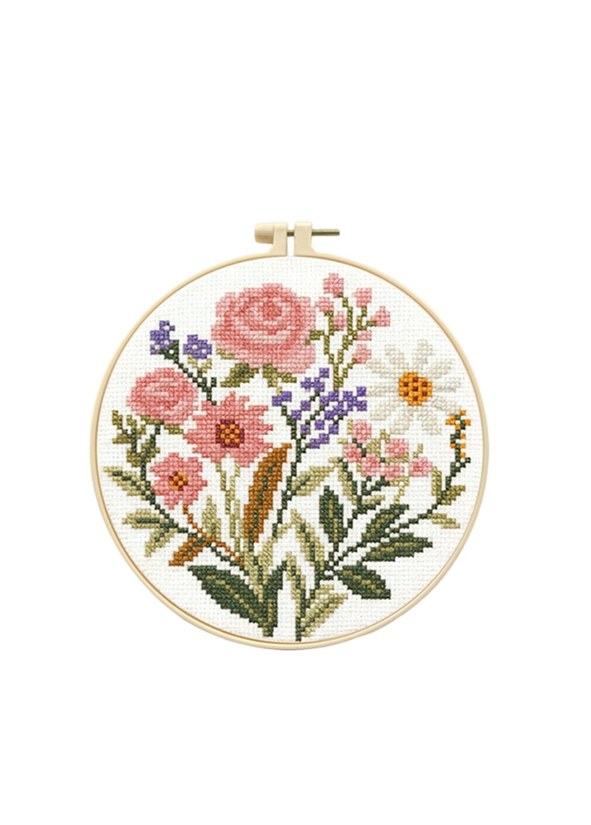 Rosy Reverie - Pink Blooms Cross Stitch Kit - Beginner Friendly