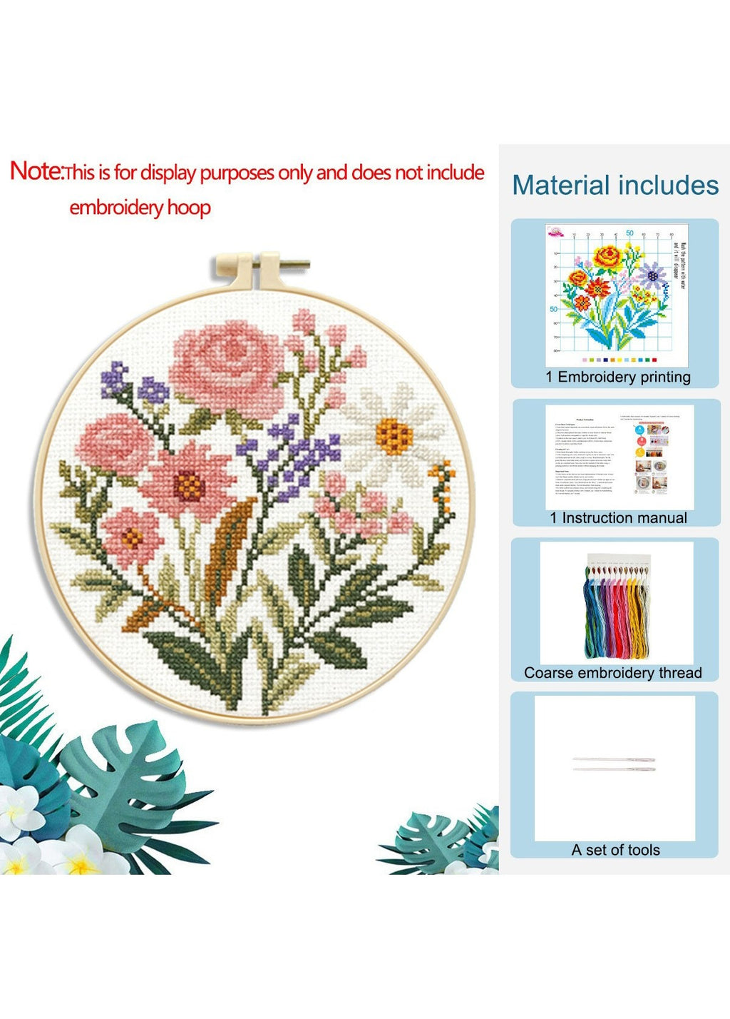 Rosy Reverie - Pink Blooms Cross Stitch Kit - Beginner Friendly