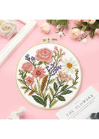 Rosy Reverie - Pink Blooms Cross Stitch Kit - Beginner Friendly