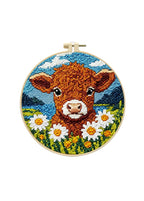 Meadow Monarch - Calf & Wildflowers Cross Stitch Kit - Beginner Friendly