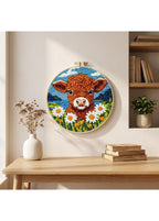 Meadow Monarch - Calf & Wildflowers Cross Stitch Kit - Beginner Friendly