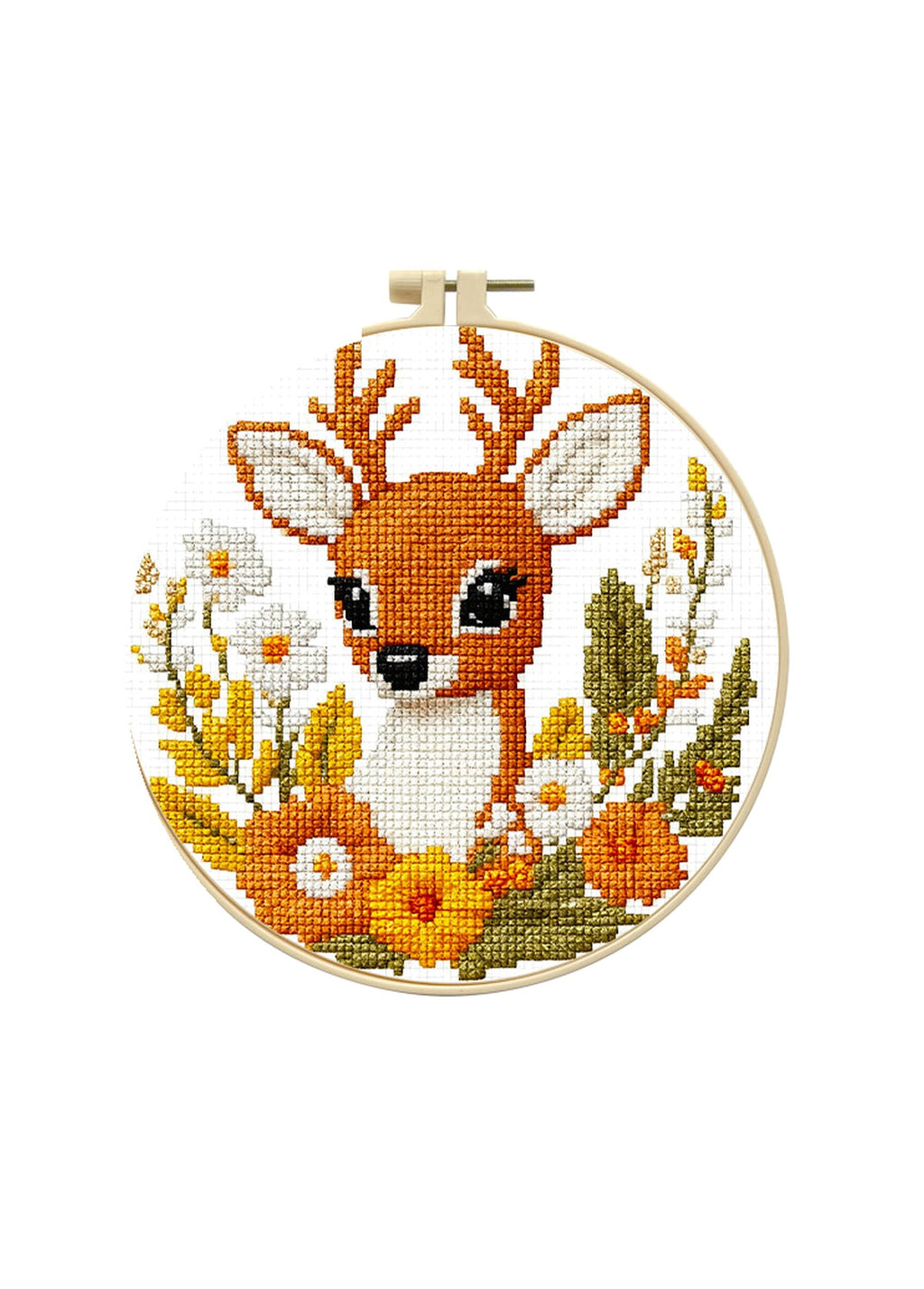 Sylvan Whisper - Fawn & Wildflowers Cross Stitch Kit - Beginner Friendly