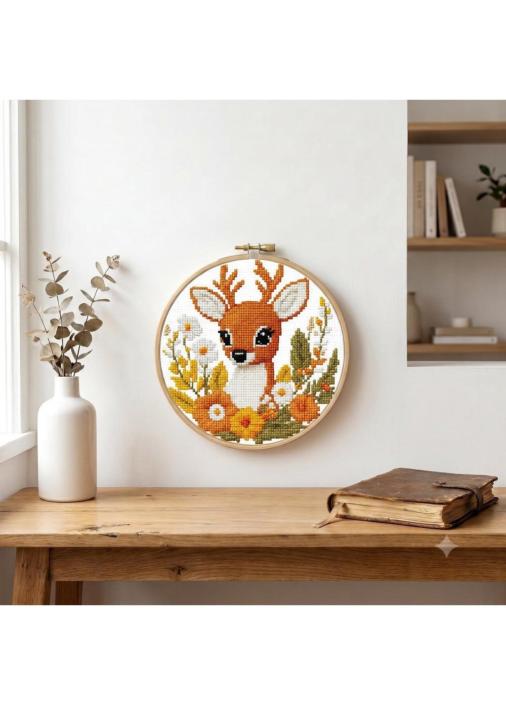 Sylvan Whisper - Fawn & Wildflowers Cross Stitch Kit - Beginner Friendly