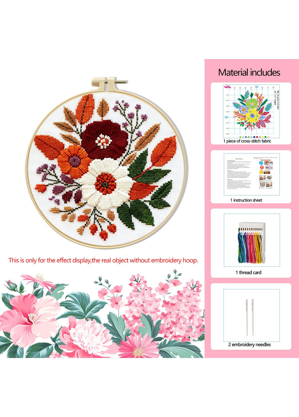 Floral Harmony - Botanical Garden Cross Stitch Kit - Beginner Friendly