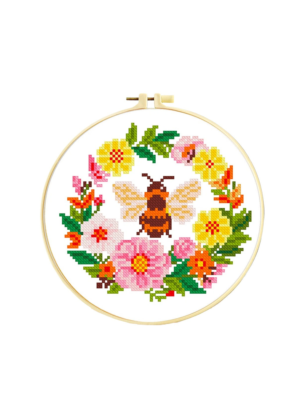Honeyed Wreath - Bee and Wreath Cross Stitch Kit - Beginner Friendly