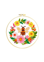 Honeyed Wreath - Bee and Wreath Cross Stitch Kit - Beginner Friendly