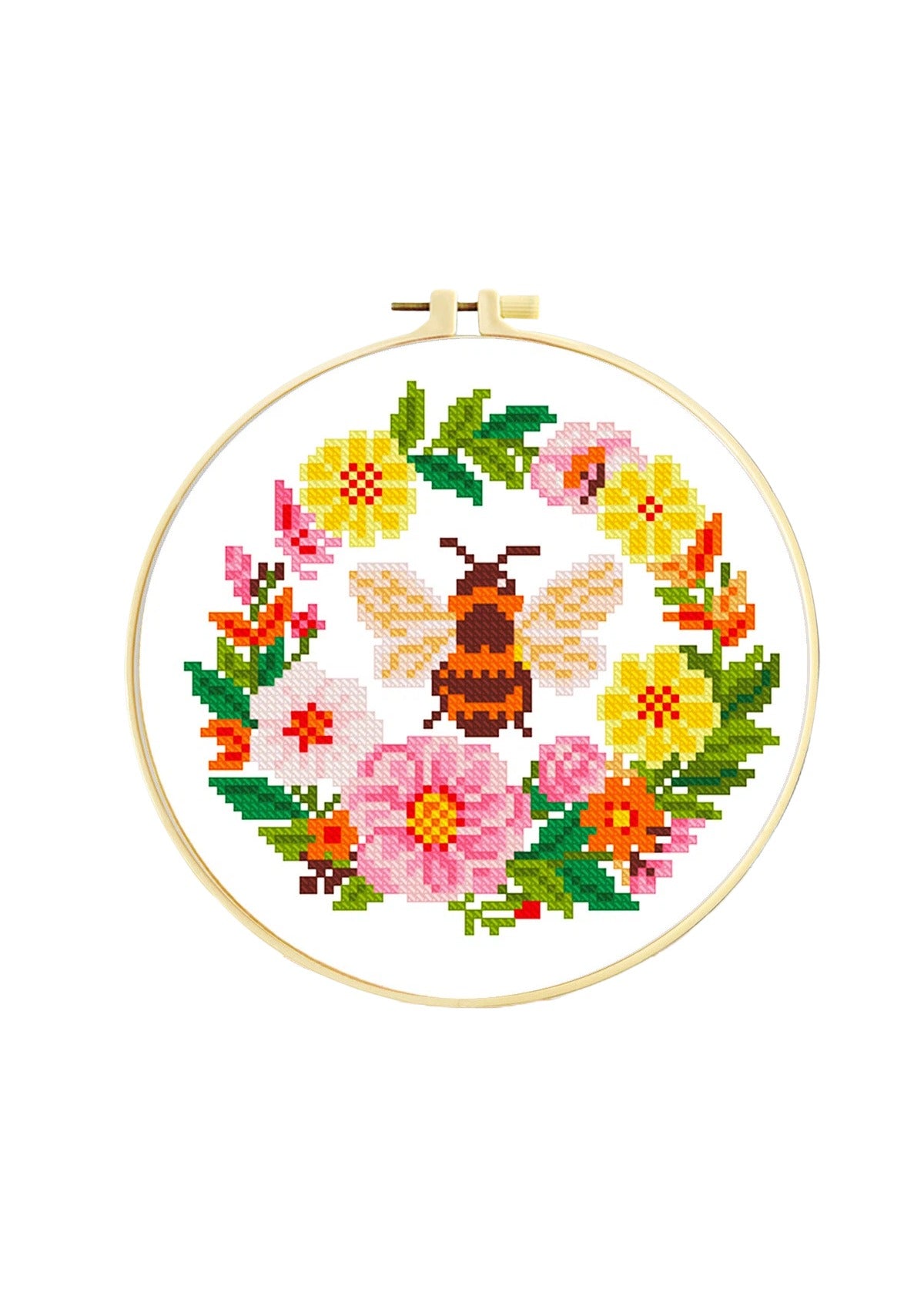 Honeyed Wreath - Bee and Wreath Cross Stitch Kit - Beginner Friendly