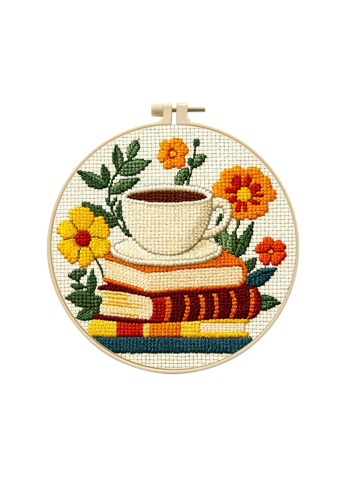 Literary Brew - Coffee and Books Cross Stitch Kit - Beginner Friendly