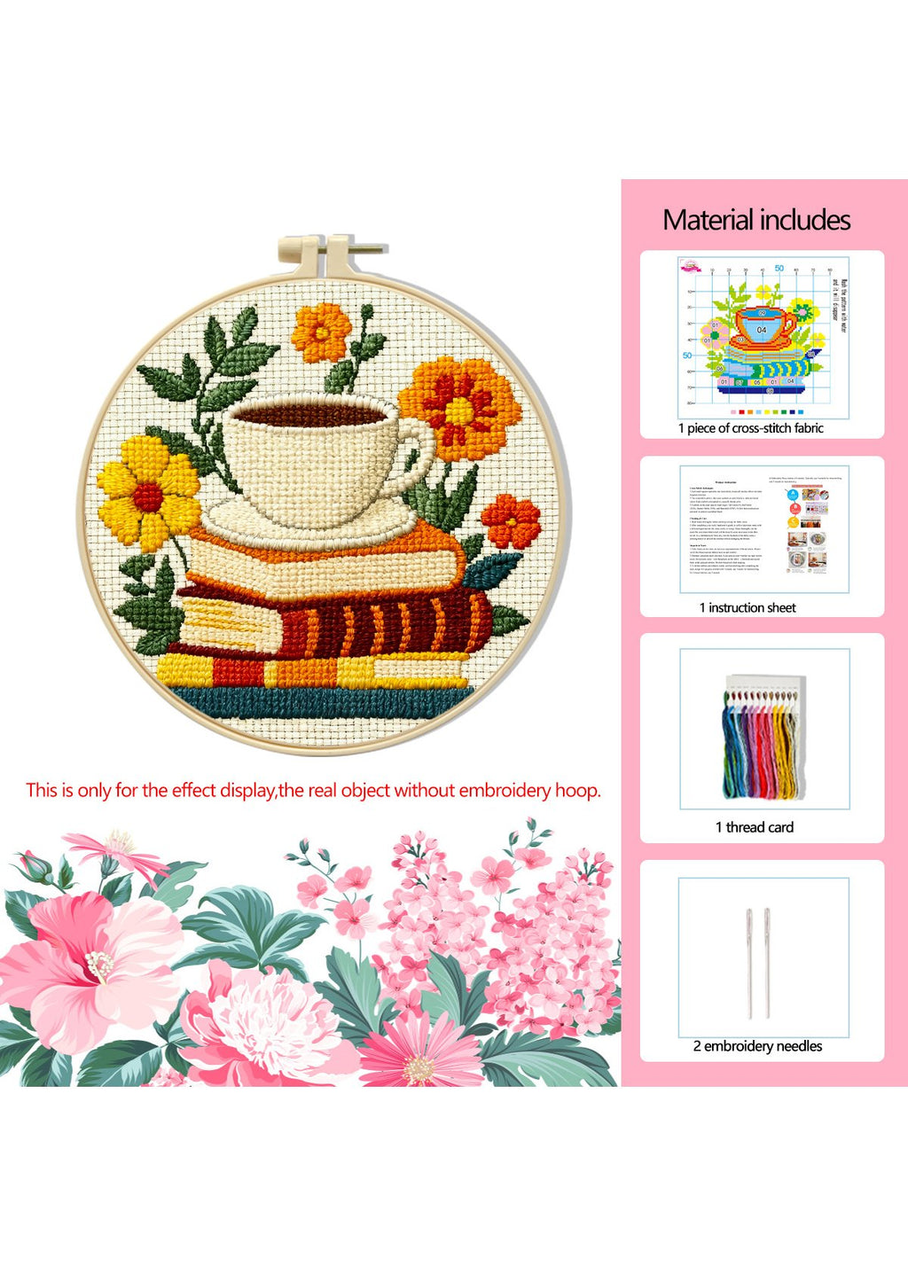 Literary Brew - Coffee and Books Cross Stitch Kit - Beginner Friendly