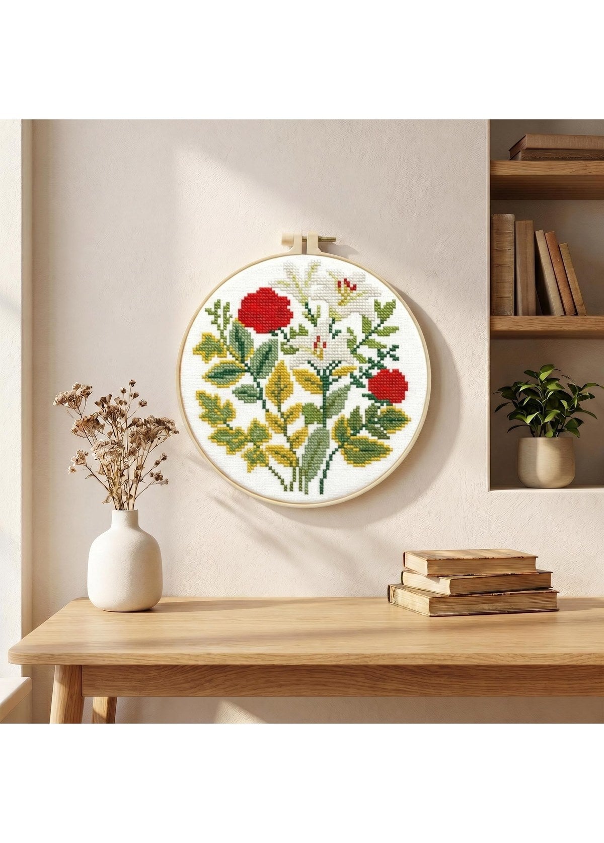 Sense and Sensibility - Roses and Lilies Cross Stitch Kit - Beginner Friendly