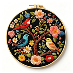 Feathered Symphony - Songbirds and Wildflowers Embroidery Kit - Beginner Friendly