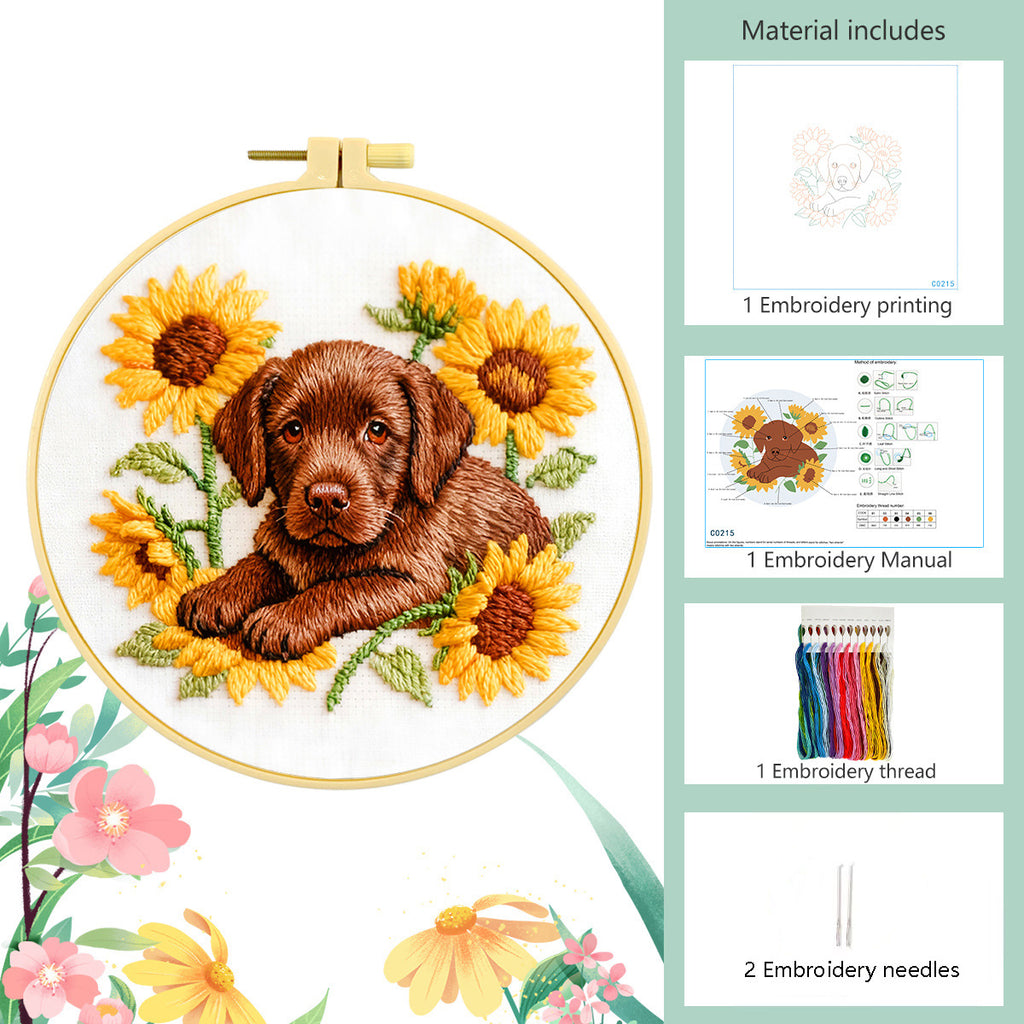 Gentle Gaze of the Labrador - DIY Embroidery Kit Detail 5