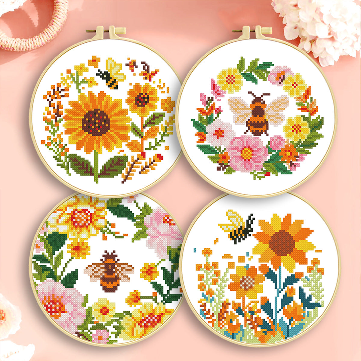 Golden Nectar Wreath - DIY Cross Stitch Kit