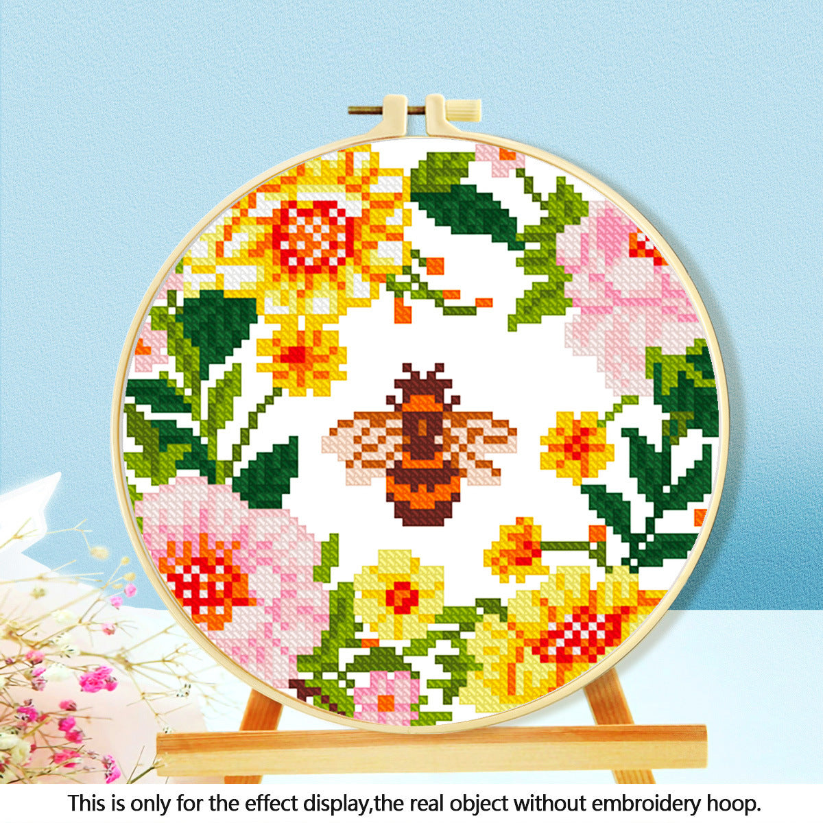 Honeyed Solace - Bee and Wreath Cross Stitch Kit - Beginner Friendly
