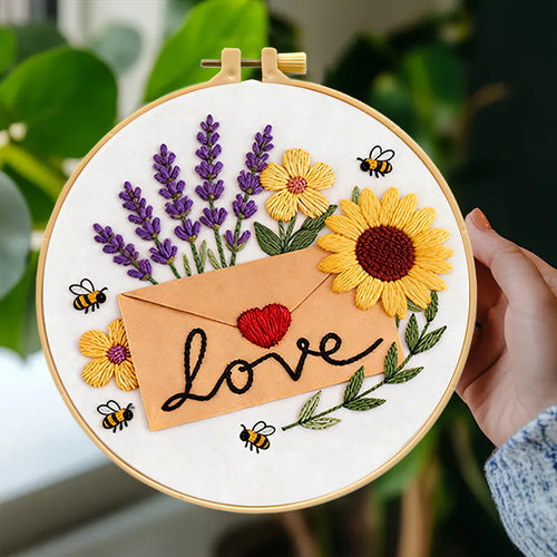 Stitched Sentiments Heart Envelope - DIY Embroidery Kit