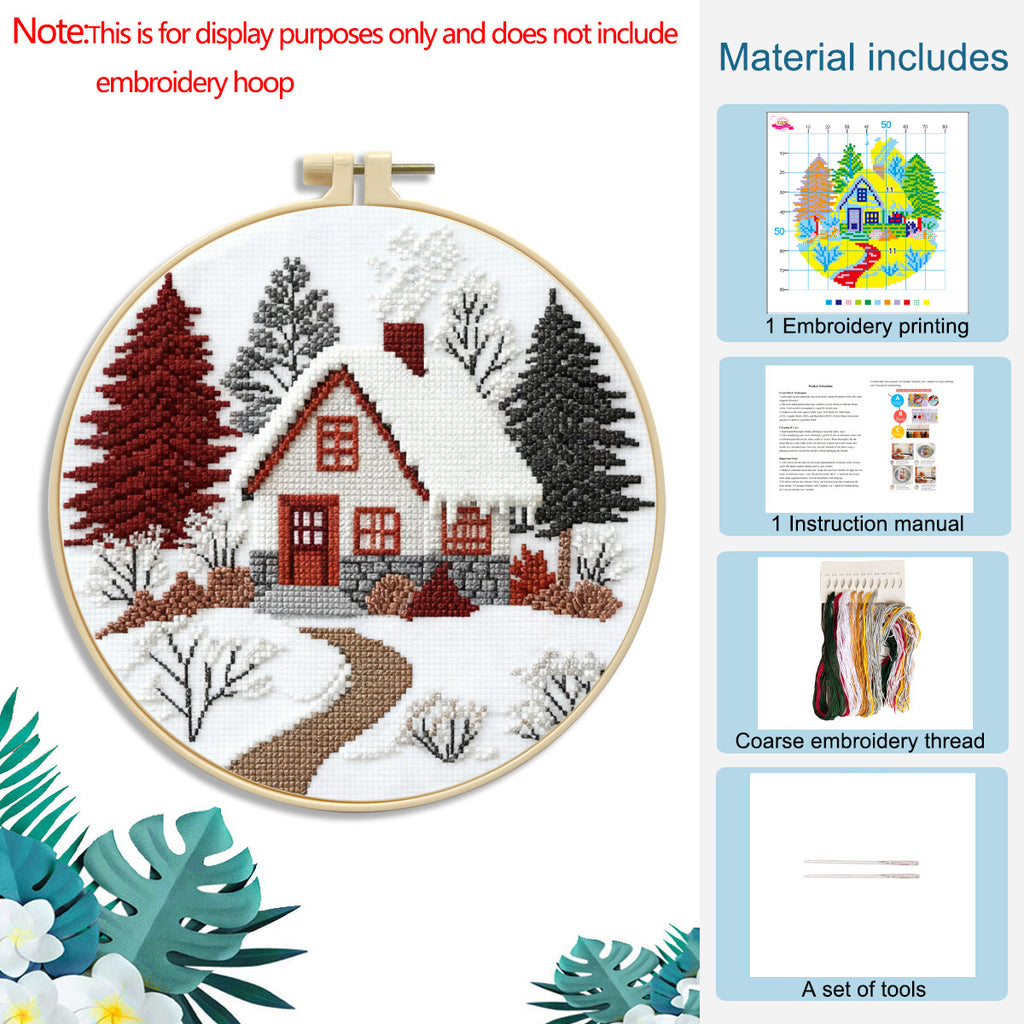 Snowfall Sanctuary - DIY Cross Stitch Kit Detail 5