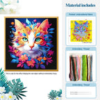 Prismatic Cat Portrait - DIY Cross Stitch Kit Detail 2