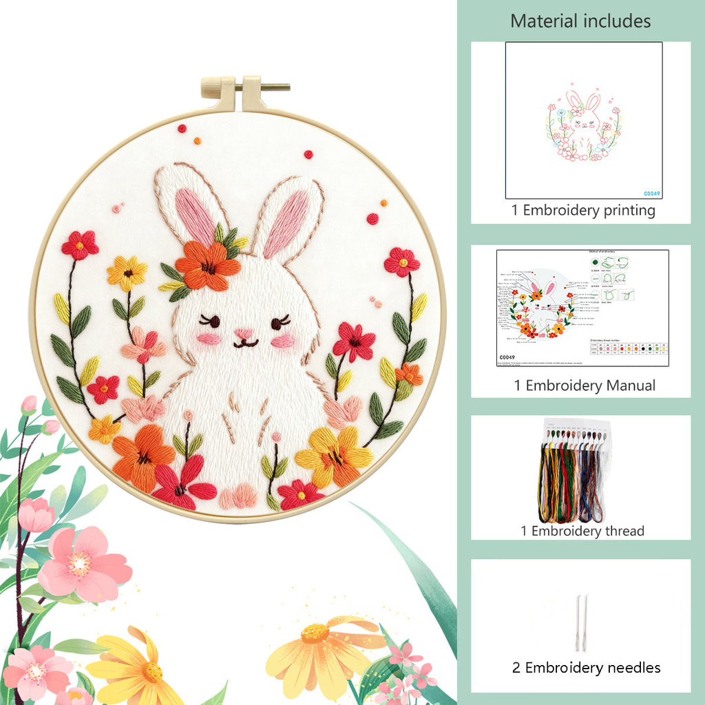 Moonbeam Meadow Rabbit - DIY Embroidery Kit Detail 5