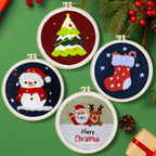跨境Christmas圣诞节系列新款 儿童手工diy套件戳戳绣杯垫材料包
