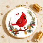 Crimson Songbird's Bloom - DIY Embroidery Kit Detail 1