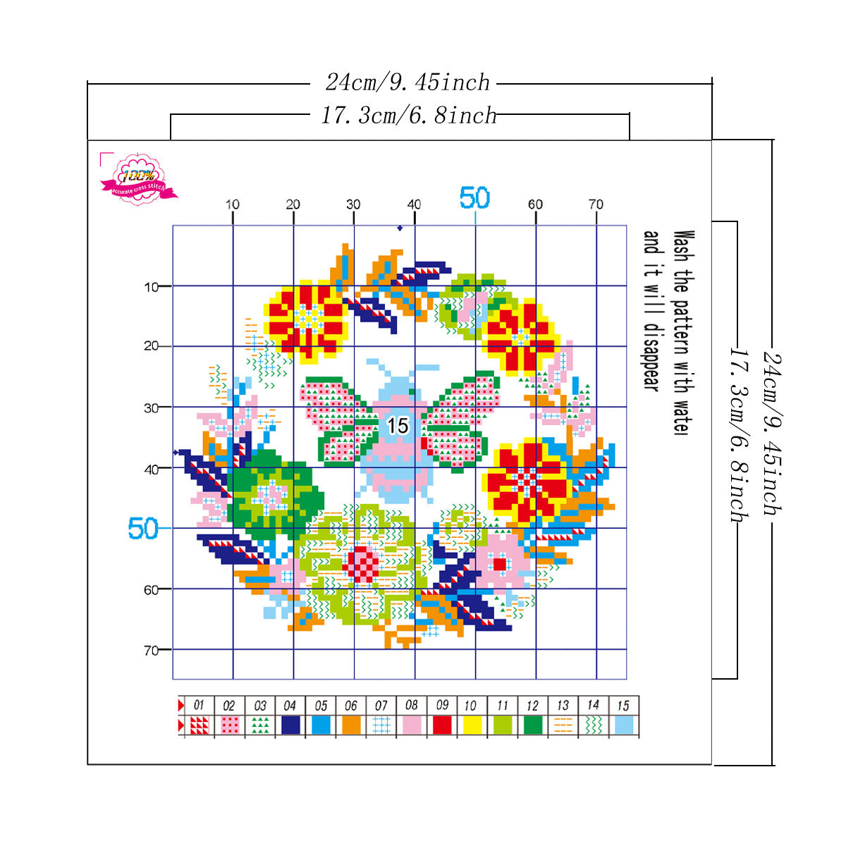 Golden Nectar Wreath - DIY Cross Stitch Kit