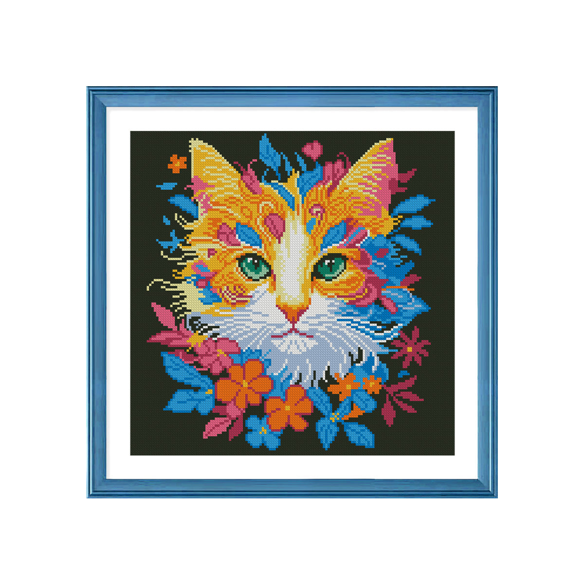 Prismatic Cat Portrait - DIY Cross Stitch Kit Detail 4