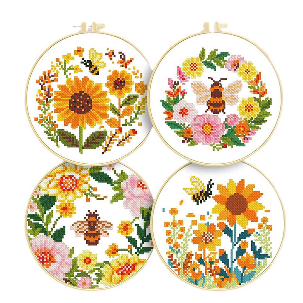 Golden Nectar Wreath - DIY Cross Stitch Kit