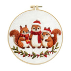 跨境新品Christmas Embroidery KIT圣诞松鼠刺绣套件英文针法说明