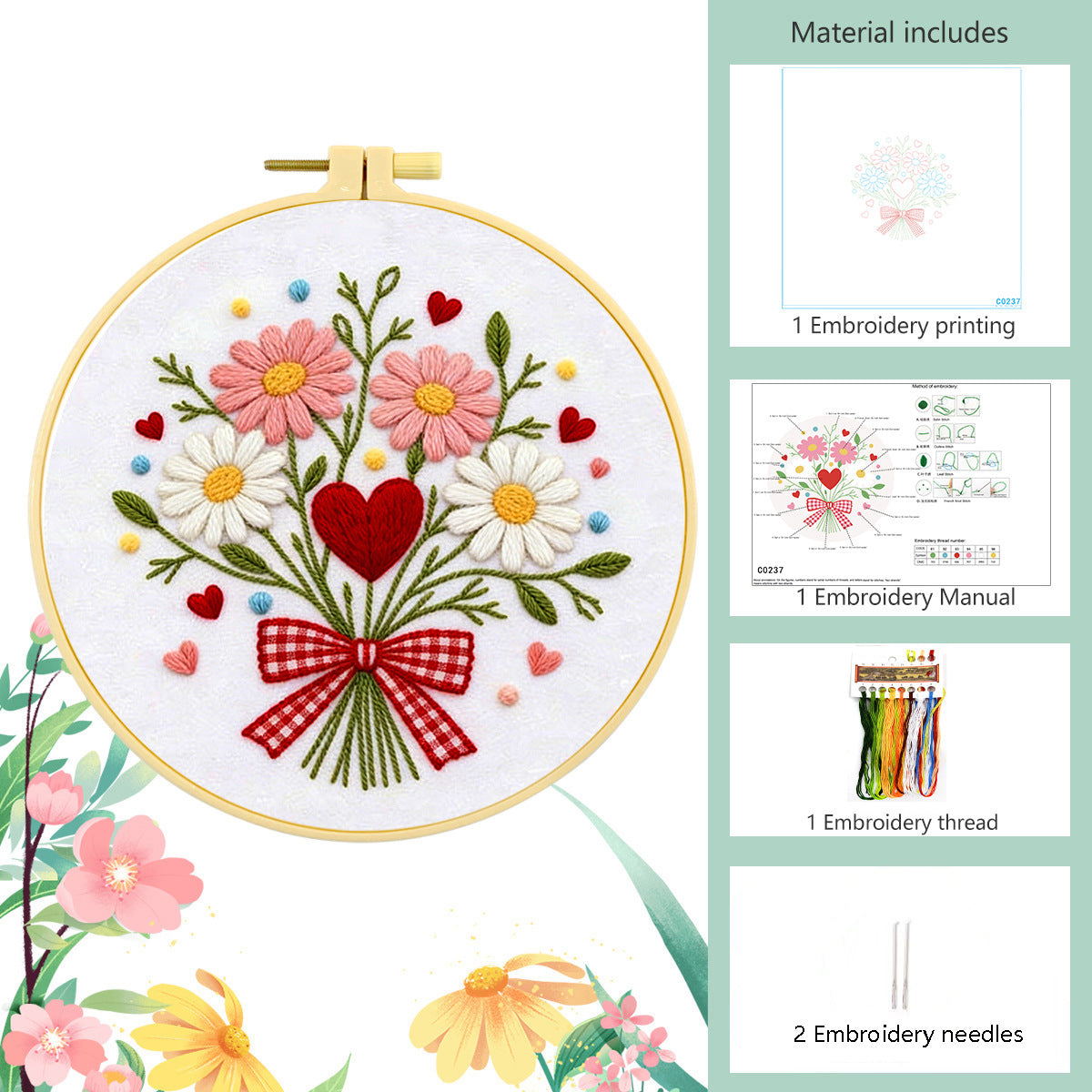 Whispers of Blossom Bouquet - DIY Embroidery Kit Detail 5