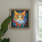Prismatic Cat Portrait - DIY Cross Stitch Kit Detail 1