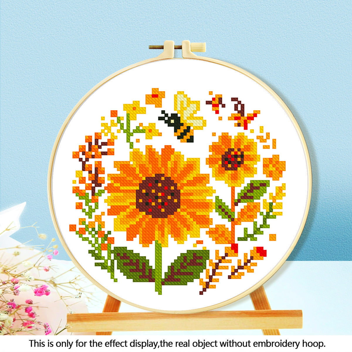 Honeyed Solace - Bee and Wreath Cross Stitch Kit - Beginner Friendly