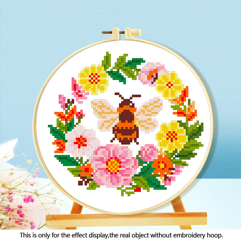 Golden Nectar Wreath - DIY Cross Stitch Kit