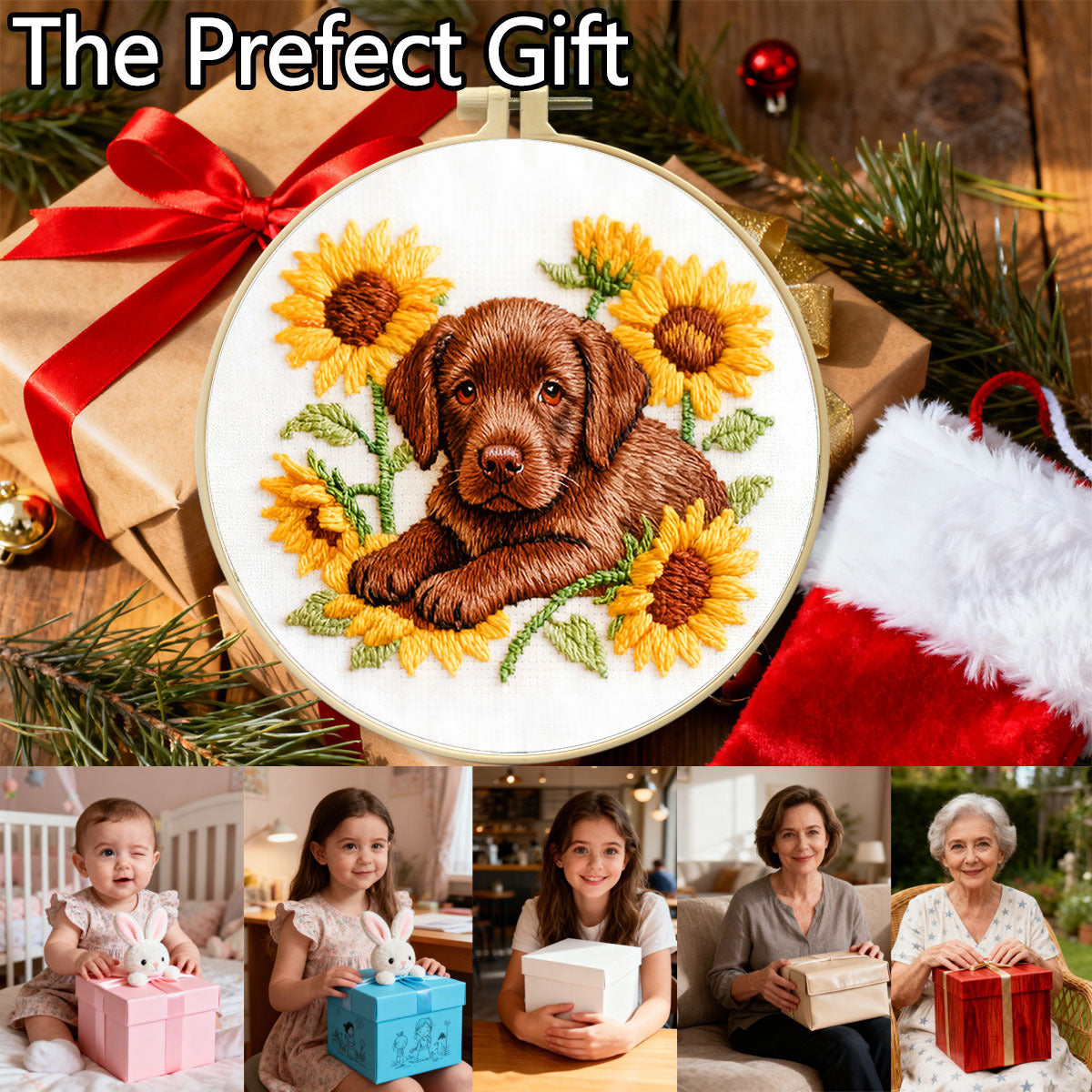 Gentle Gaze of the Labrador - DIY Embroidery Kit Detail 1