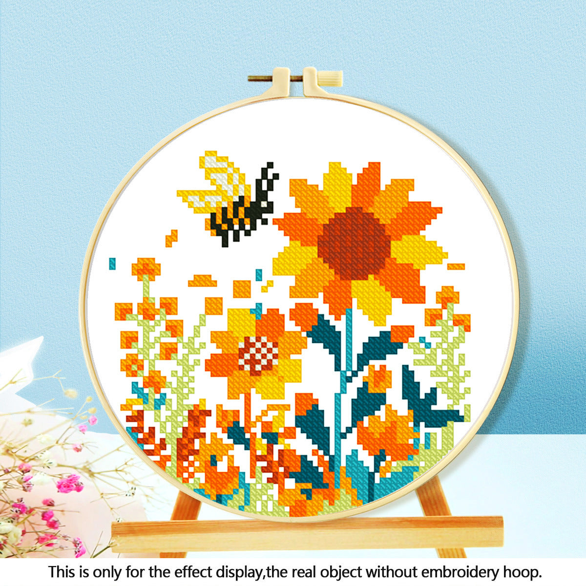 Honeyed Solace - Bee and Wreath Cross Stitch Kit - Beginner Friendly