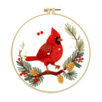 Crimson Songbird's Bloom - DIY Embroidery Kit Detail 4