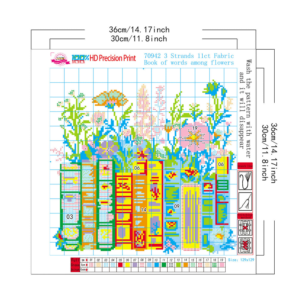 Floral Book Whispers - DIY Cross Stitch Kit Detail 2