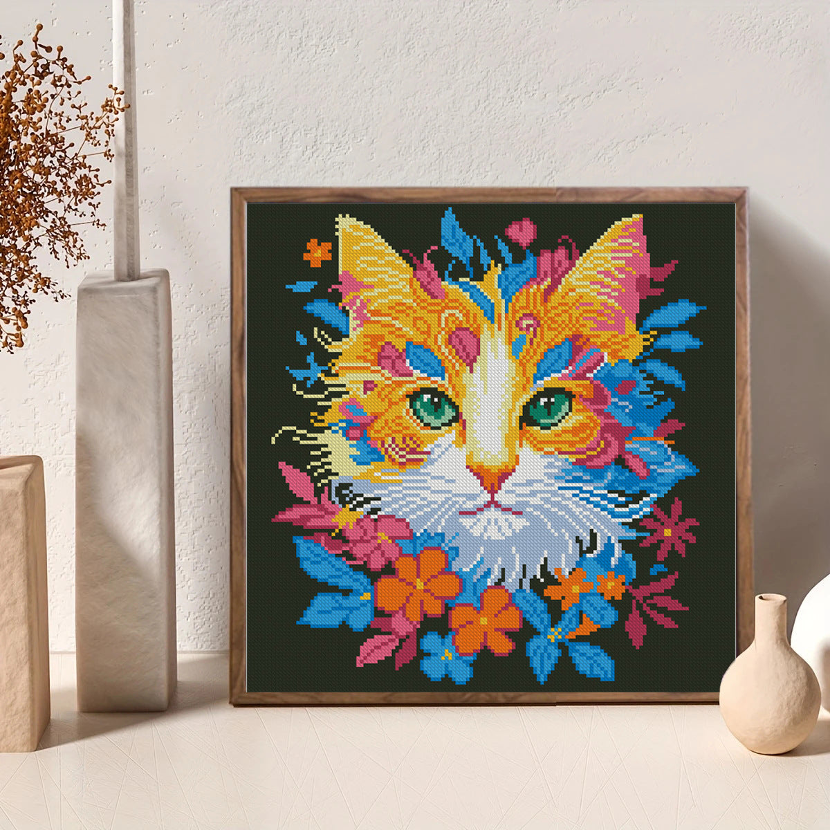 Prismatic Cat Portrait - DIY Cross Stitch Kit