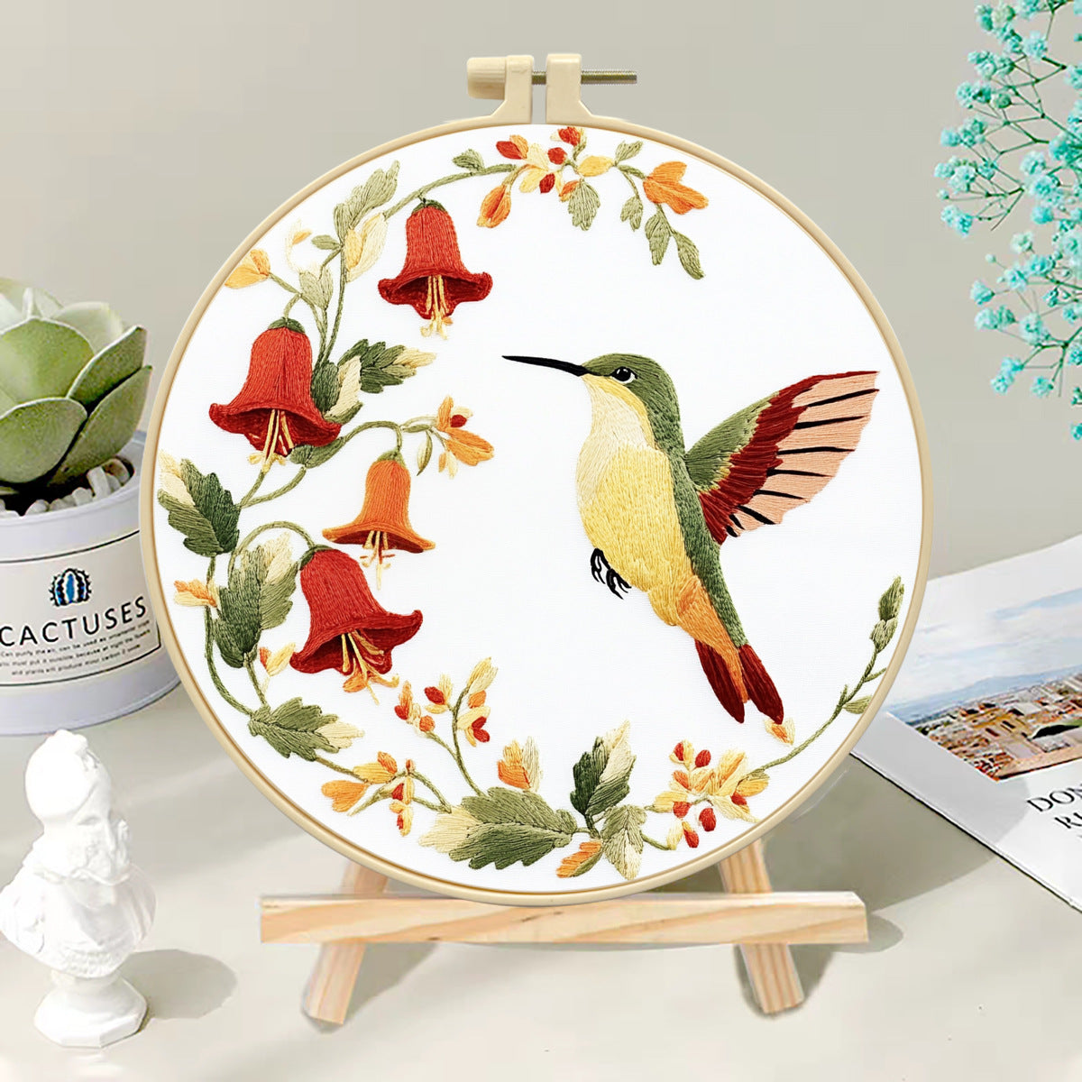 Nectar Bloom: Hummingbird & Lily of the Valley - DIY Embroidery Kit
