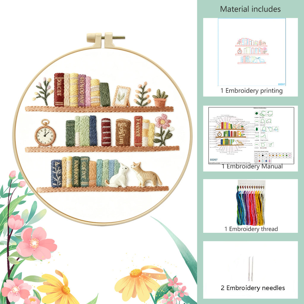 Bookshelf Botanicals - DIY Embroidery Kit Detail 5